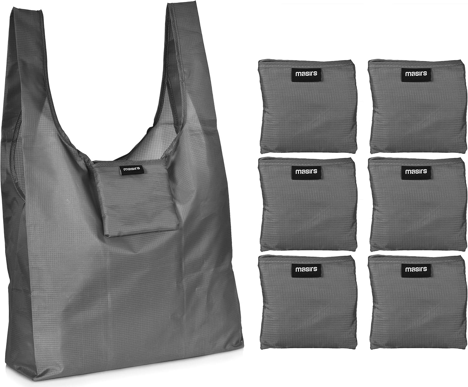 Reusable Grocery Bag (6-PACK | GREY) – Reusable Ripstop Bags – Large, Strong Eco