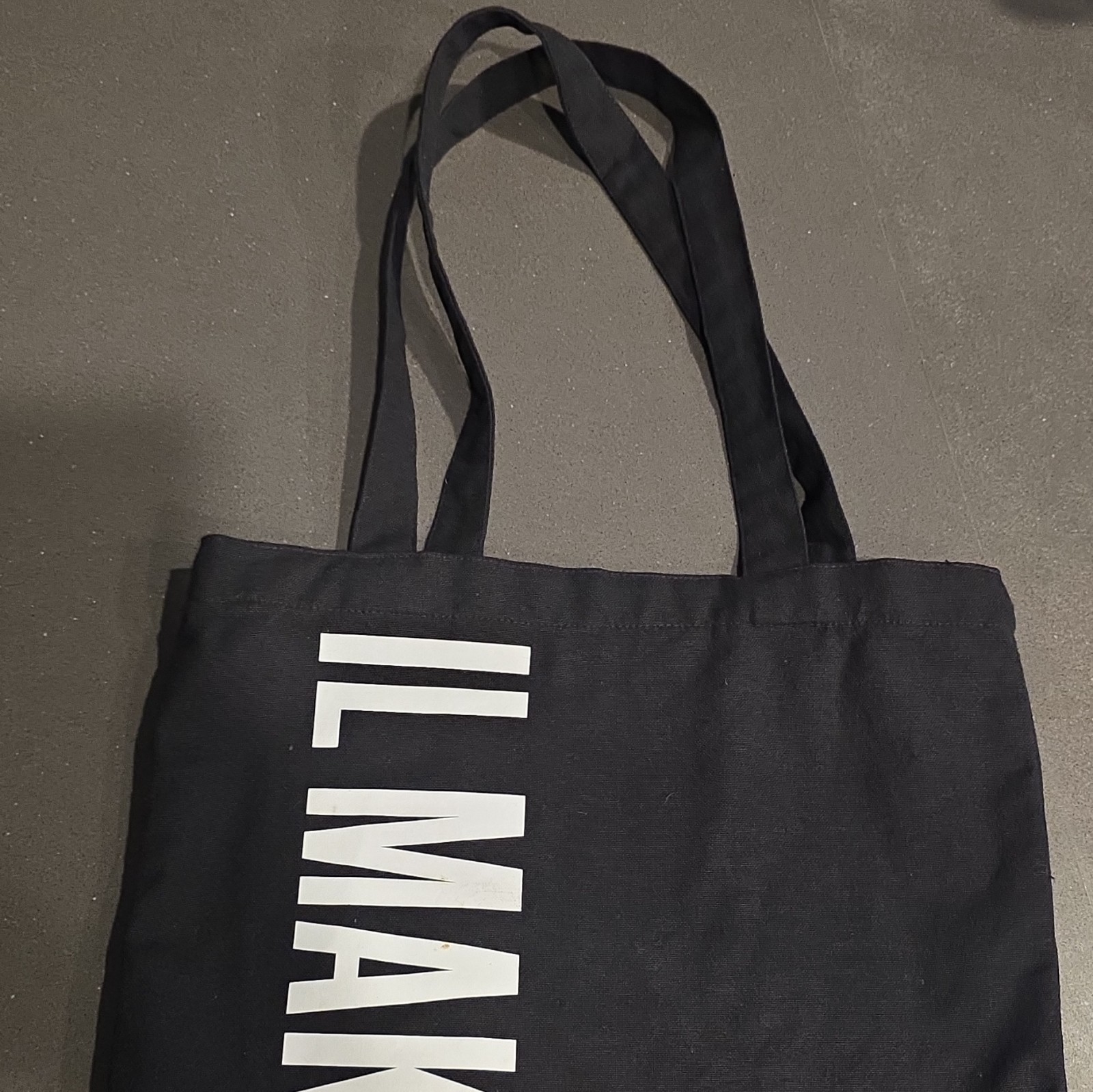Reusable Polyester Tote Bag Medium Black/White Text 14x12x12 in