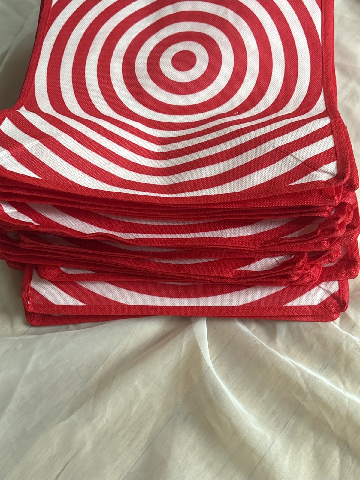 5 Reusable Bullseye Target Shopping Grocery Bag Tote, 16″x12″x7”