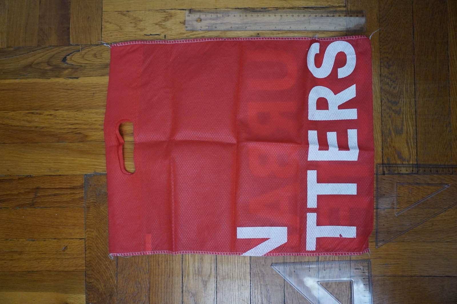 Urban Outfitters Red Reusable Shopping Tote Bag Cutout Handle Promo Retail