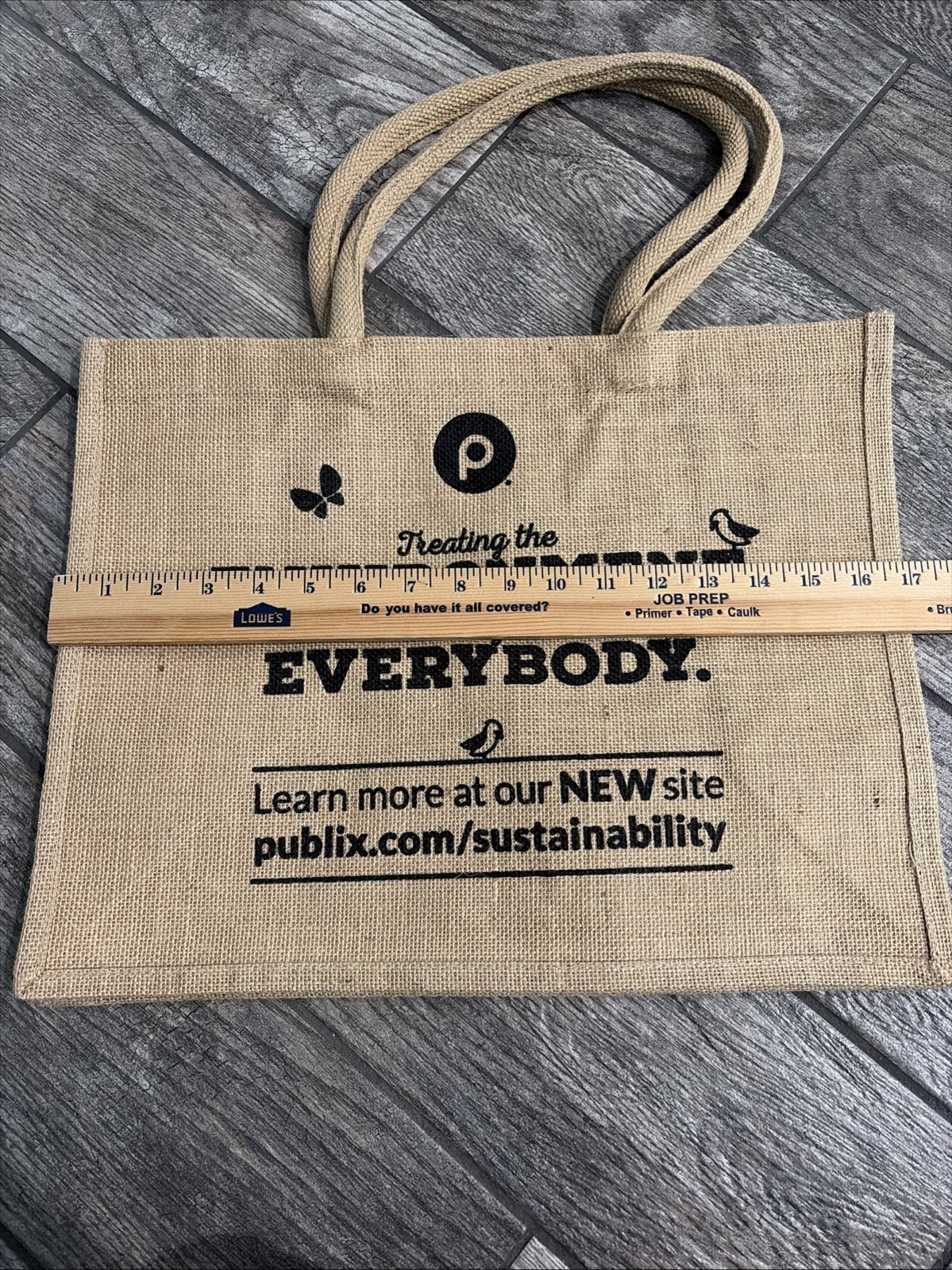PUBLIX Reusable Canvas Burlap Jute Tote Bag Logo Grocery Eco Shopper Large NEW