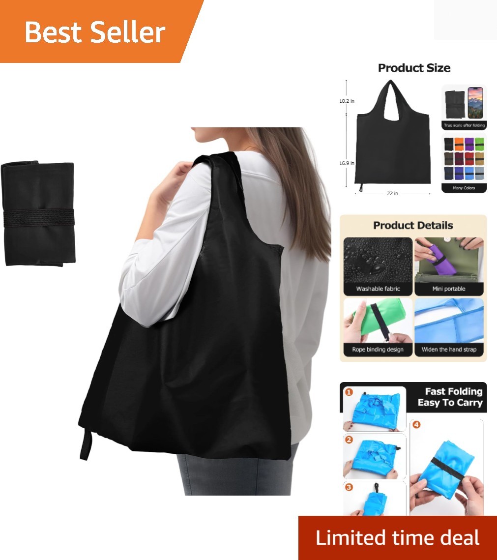 Washable Reusable Grocery Bags, Foldable Reusable Shopping Bags, Polyester To…