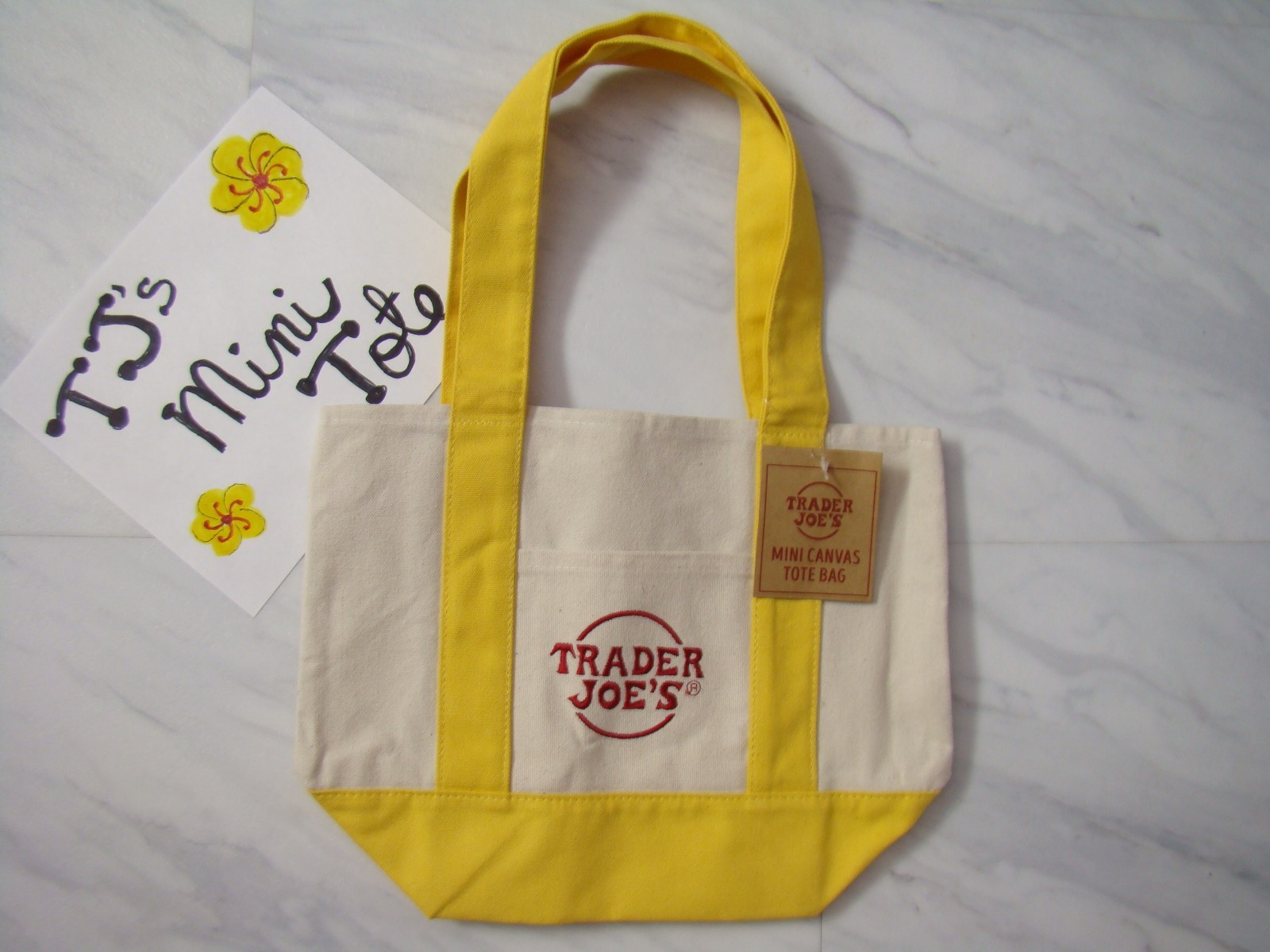 New Trader Joe’s Yellow Mini Canvas Reusable Tote Bag Limited Edition