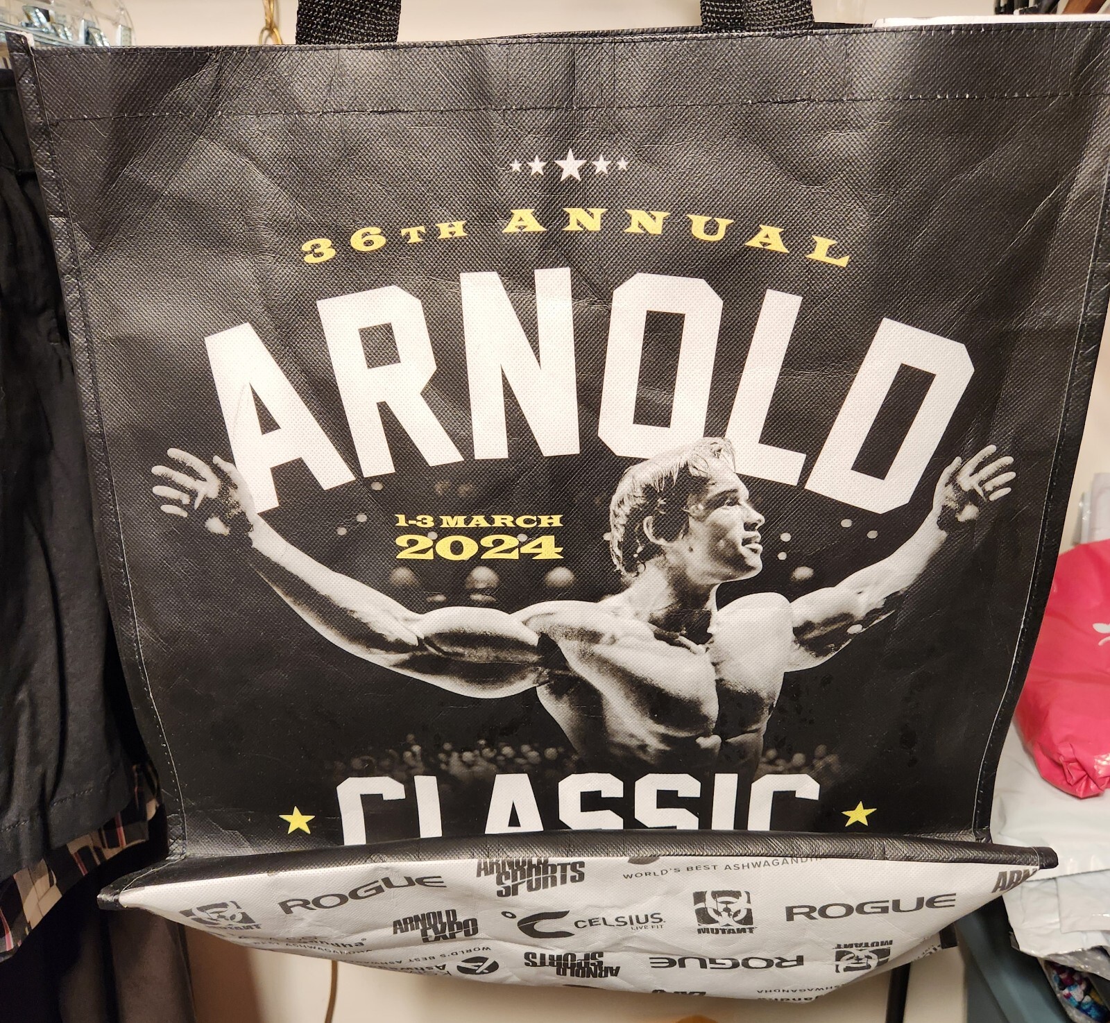 Arnold Classic 2024 Tote bag 18.5x17x7.5 black small stain