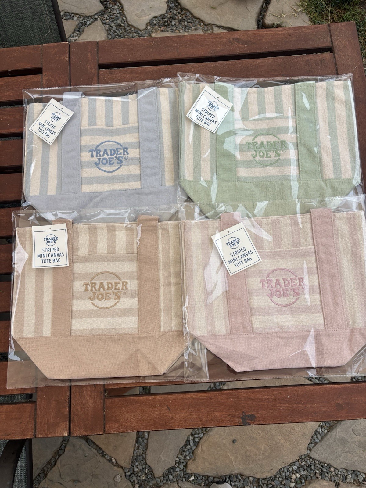 Trader Joe’s Small Striped Canvas Mini Tote Bag 13 in L x 6 in W x 10 in H