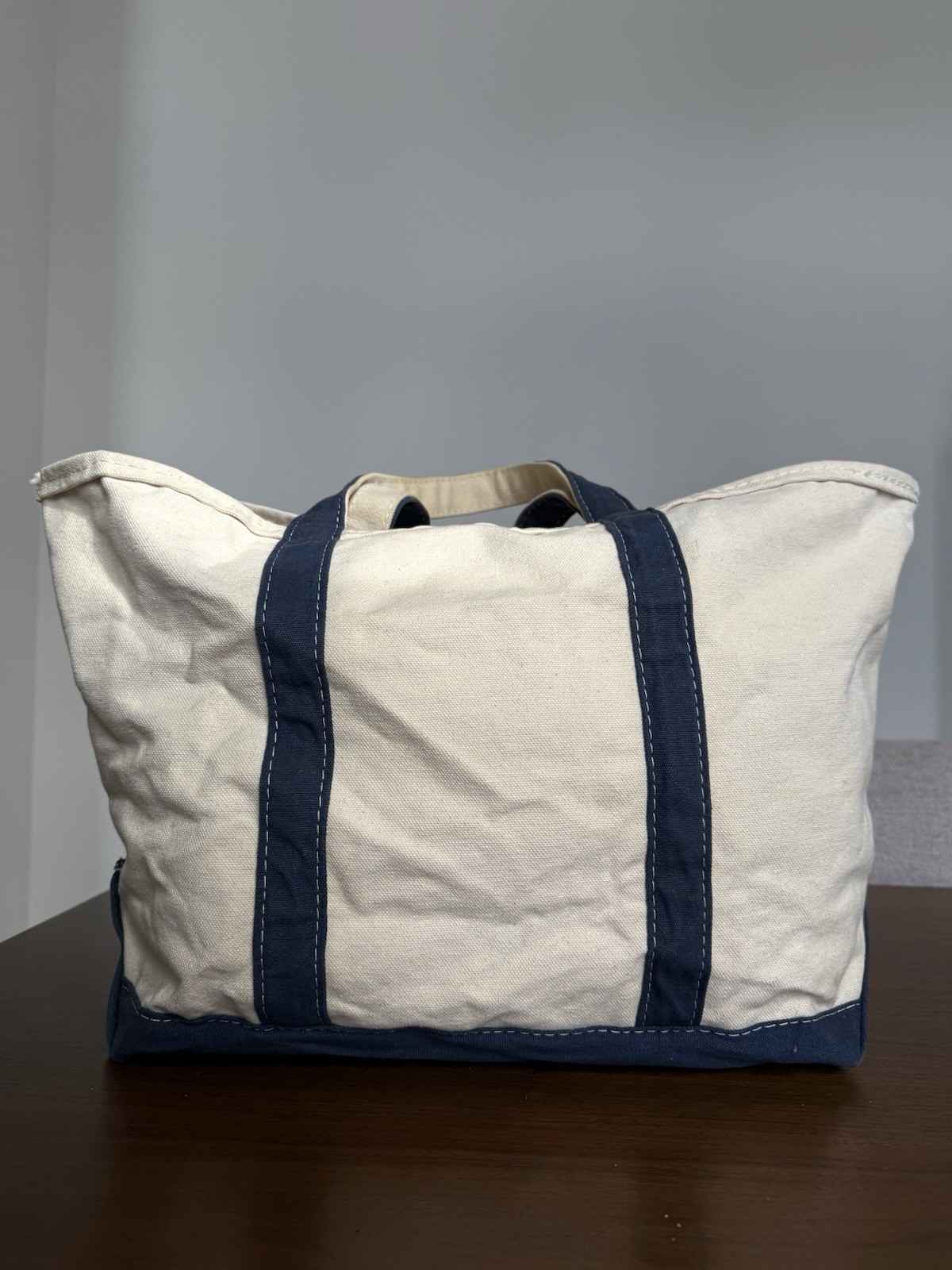 Trader Joe’s Canvas Tote Bag Large Canvas Boat Tote Navy Blue Grocery Beach
