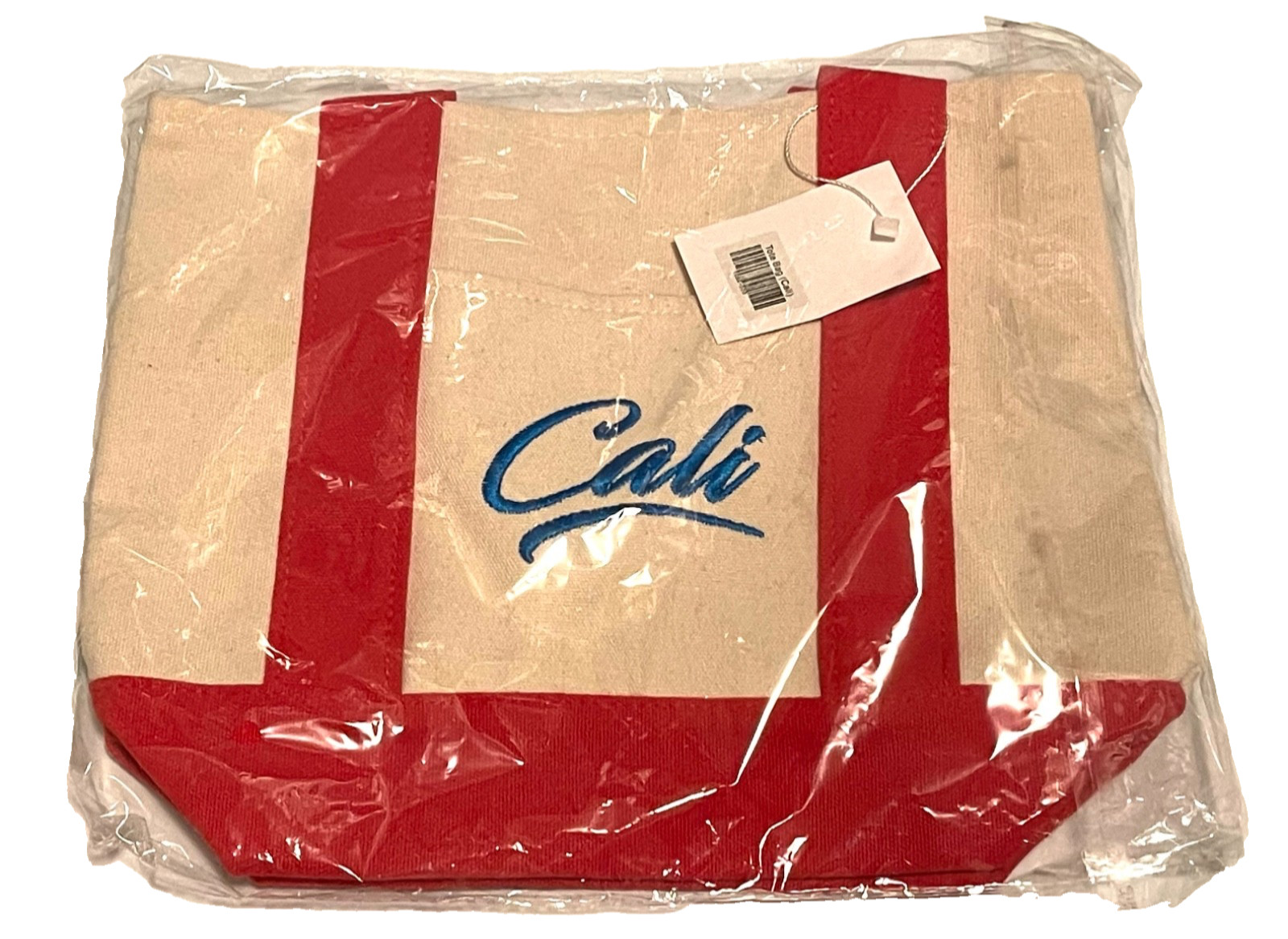 Canvas Tote Bag Reusable Grocery / Lunch Red Mini Medium Cali California 12”❤️👜