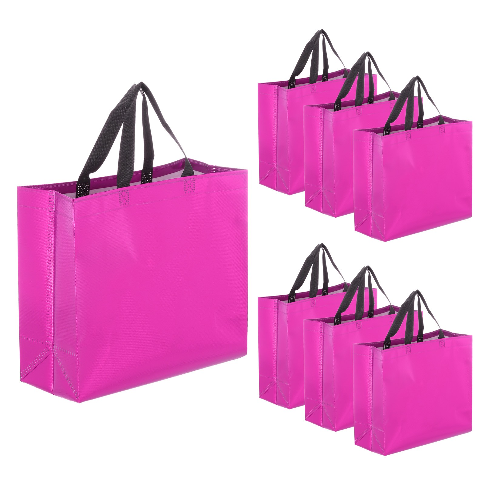 15Pcs Laser Gift Bags with Handles Bulk, Reusable Gift Bags Rose Red