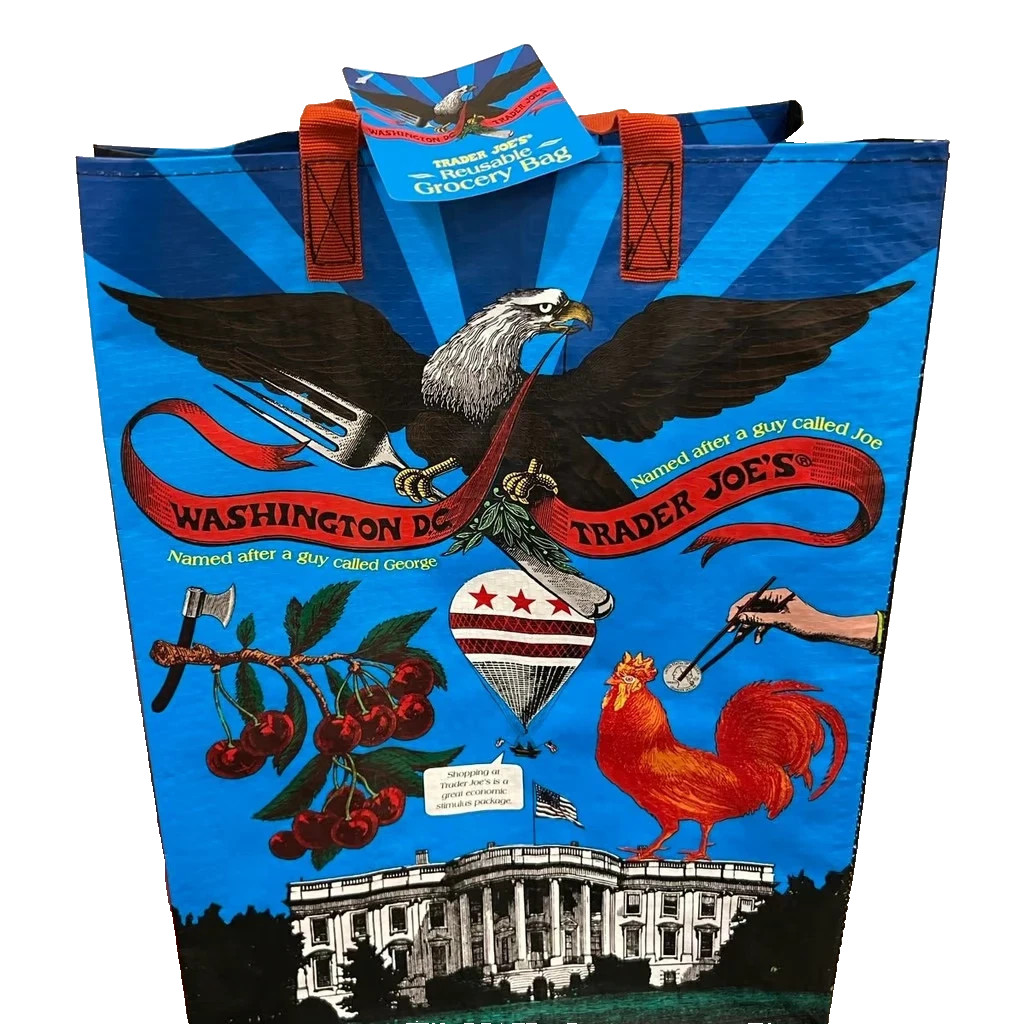 Trader Joe’s Washington DC Reusable State Region Tote City Shopper Bag 6 Gal NEW