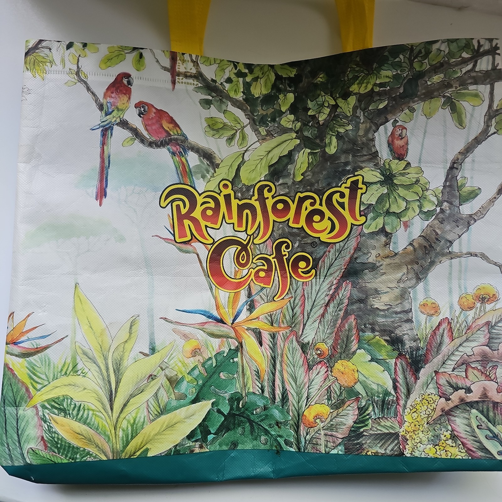 Rainforest Cafe Reusable Shopping Tote Bag Size 6x13x15.75″ Tropical Colorful