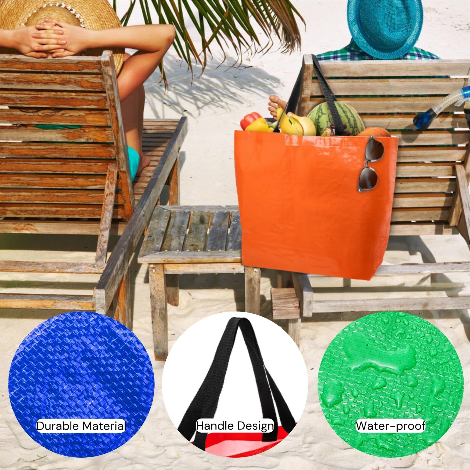 12 Pieces Reusable Grocery Bags, XL Heavy Duty Plastic Shopping Bag Bulk, Hol…