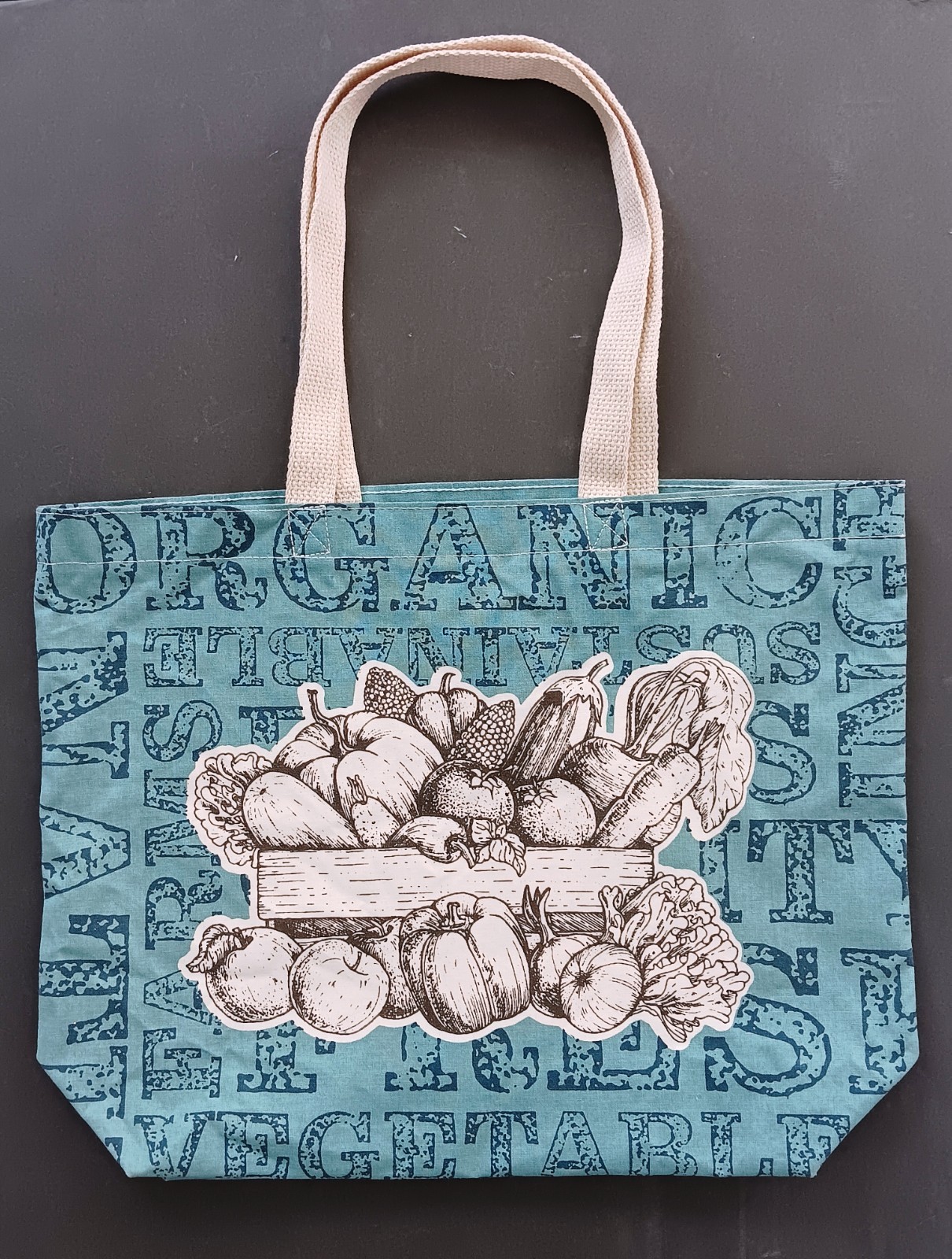 NWOT Earthwise 100% Organic Cotton Produce/Grocery Tote Vegetable Print USA-made