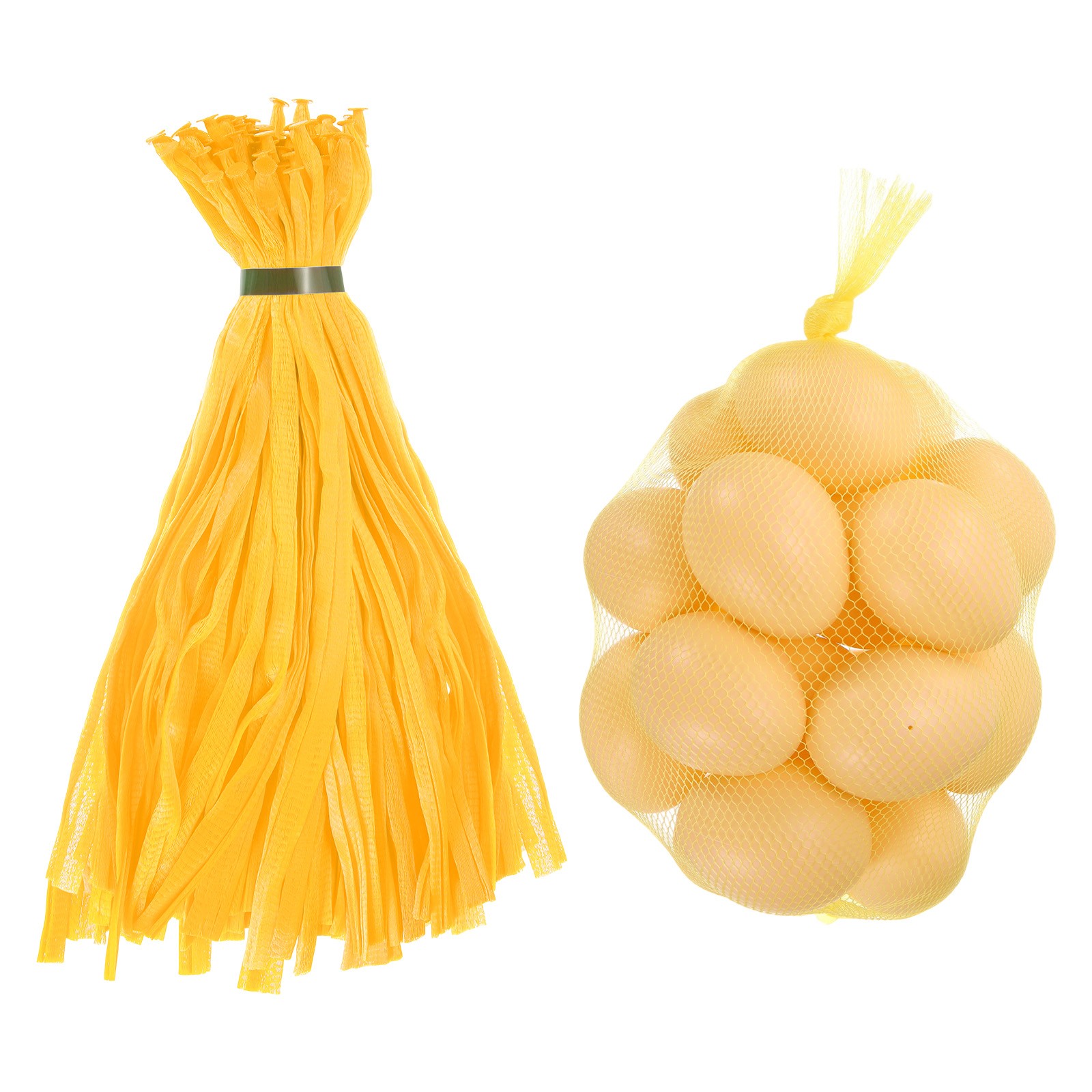 100Pcs Reusable Mesh Bags, 35cm Plastic Storage Bags, Yellow