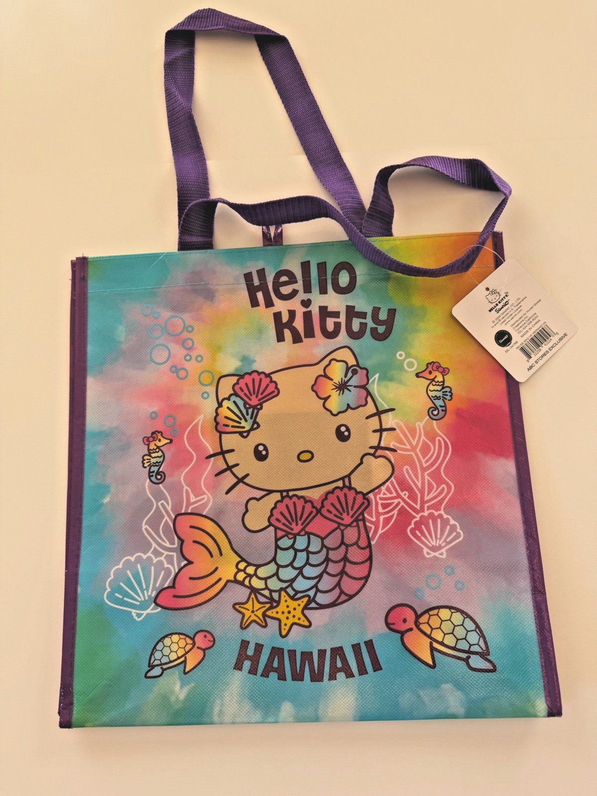 SANRIO Tan HELLO KITTY HAWAII Dole Pineapple Reusable Shopping Bag Set Lot NWT