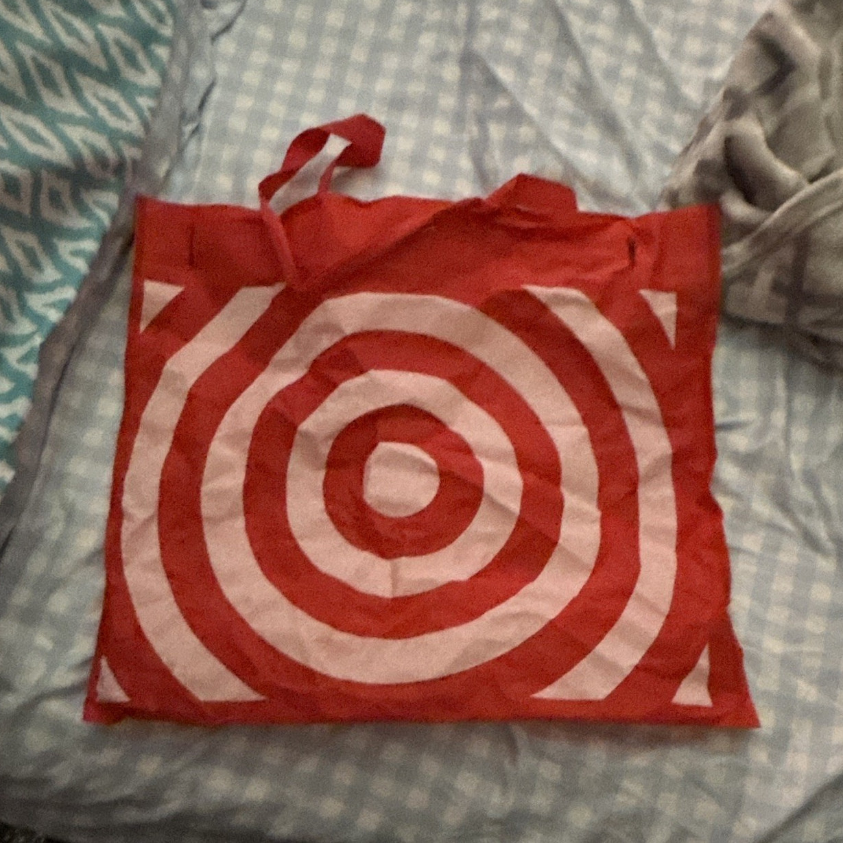 Target Bullseye Reusable Shopping Tote Bag Red/White All-Over 24x17x22