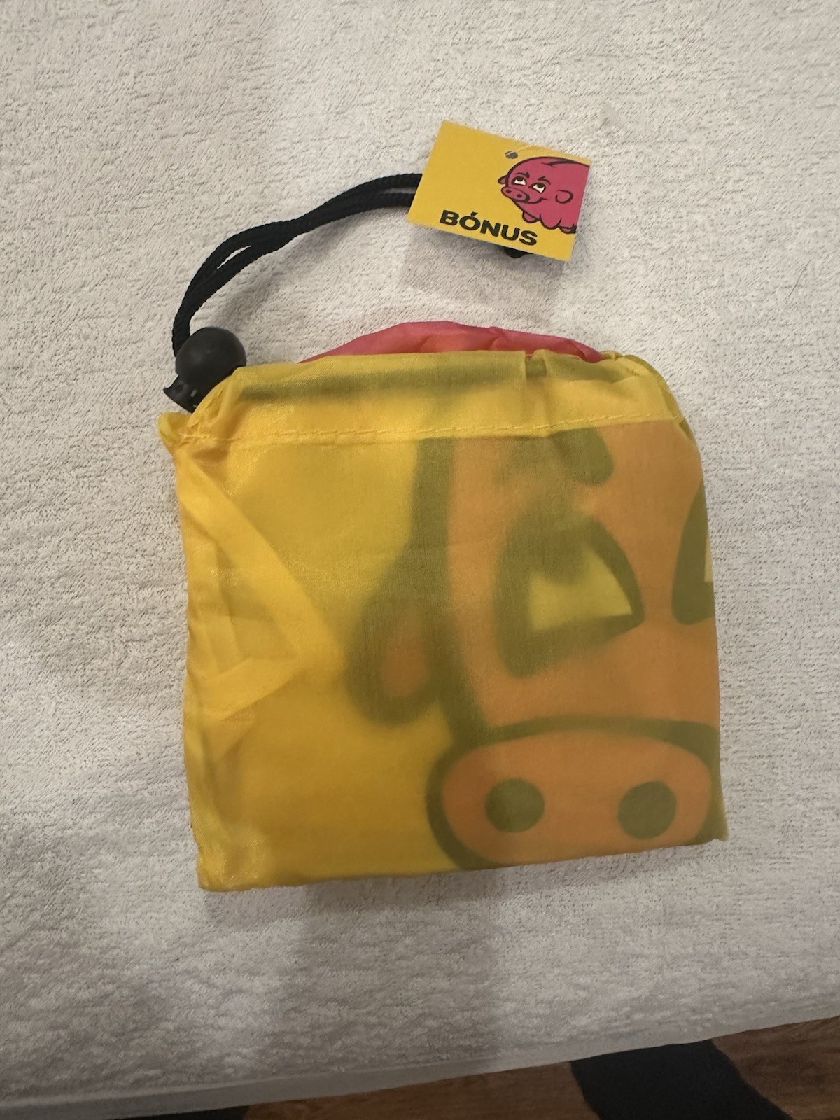 New Bónus Pig Reusable Nylon Grocery Tote Drawstring w/ Pouch Iceland FreeShip