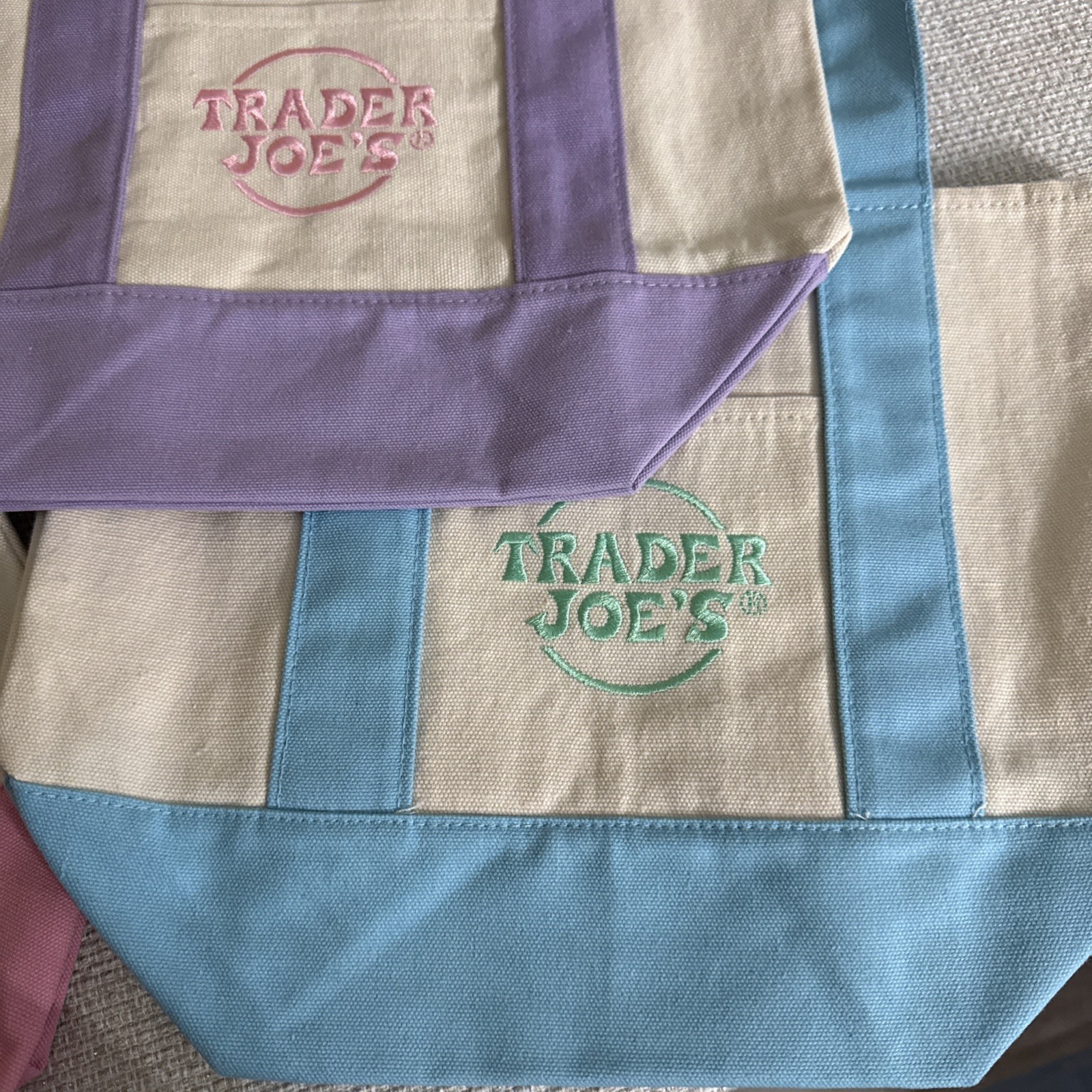 Trader Joe’s 2026 Mini Pastel Canvas Tote Bag Set Of 4 IN HAND READY TO SHIP!!!!