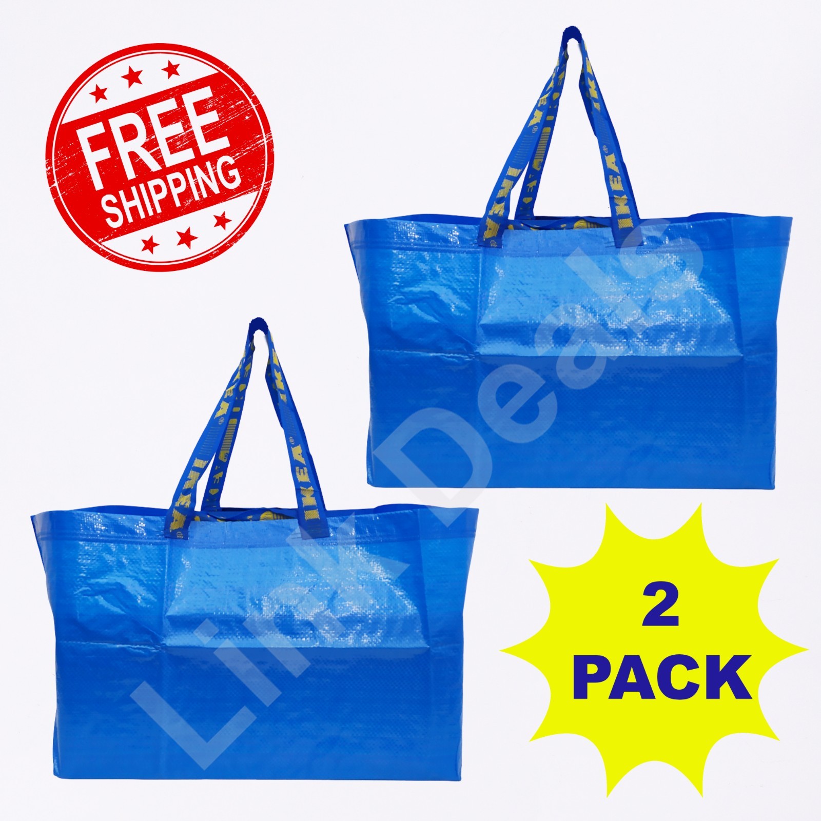 IKEA Shopping Bag Blue Large Size Sturdy Laundry Grocery Durable Frakta – 2 PACK