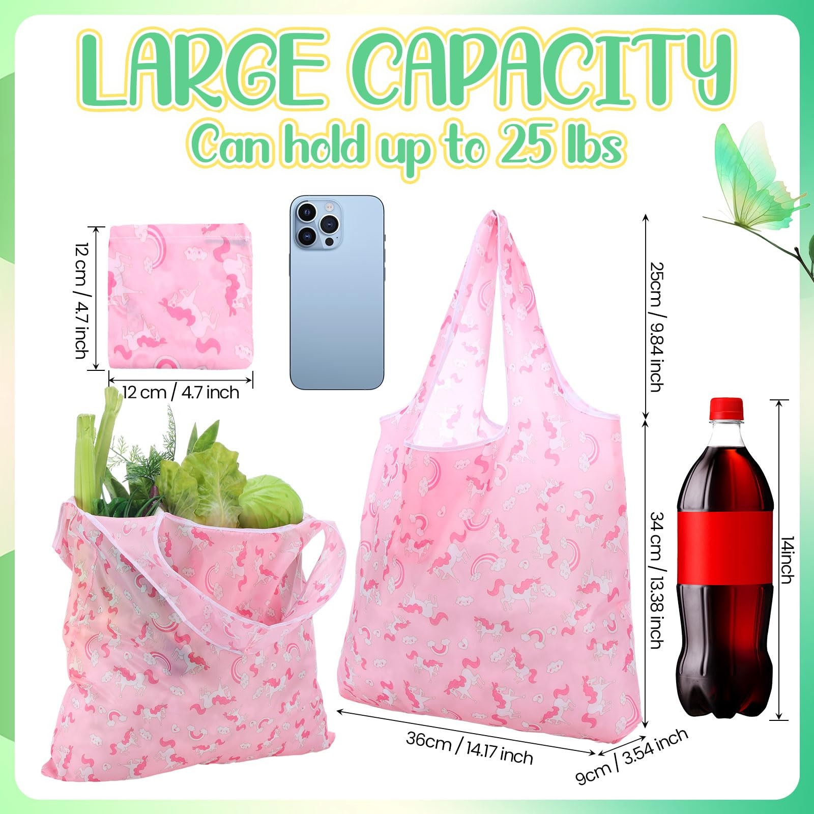 18 PCS Foldable Reusable Shopping Bags Machine Washable Grocery Waterproof