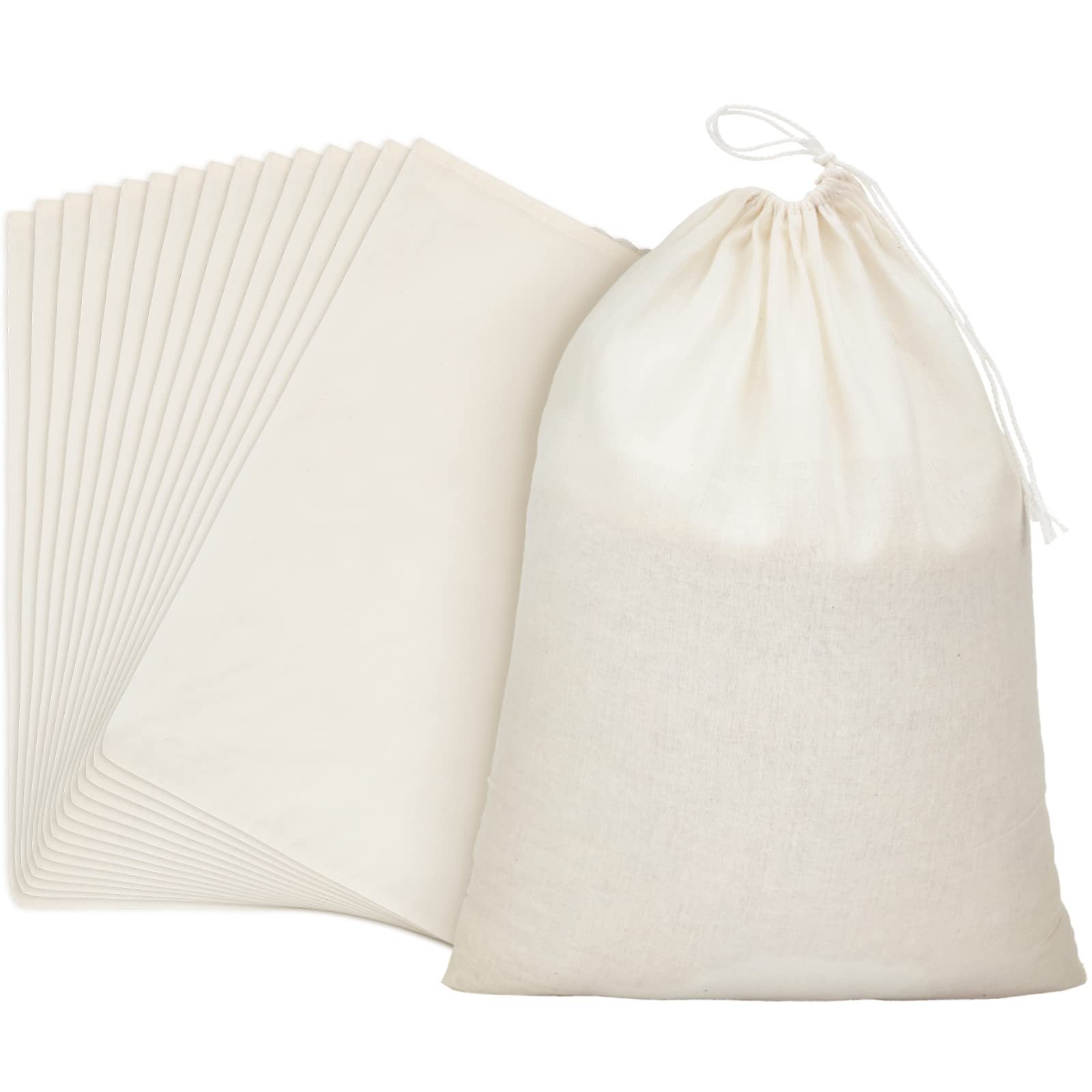 Pangda 15 Pcs Muslin Bags 8×10 Inches, Inch (Pack of 15), natural color