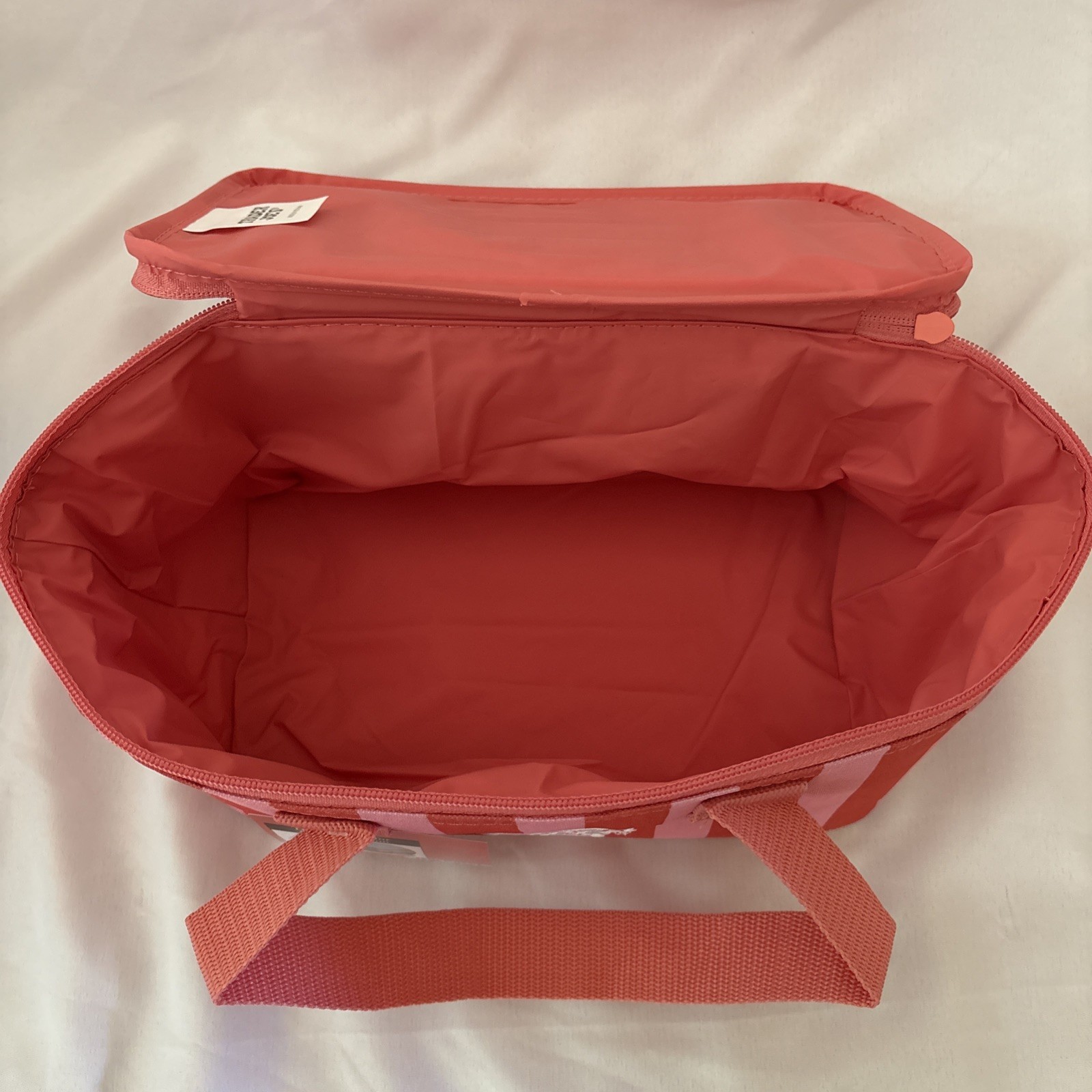 Trader Joe’s Pink & Red Striped Mini Insulated Freezer Tote /Lunch Bag, NWT
