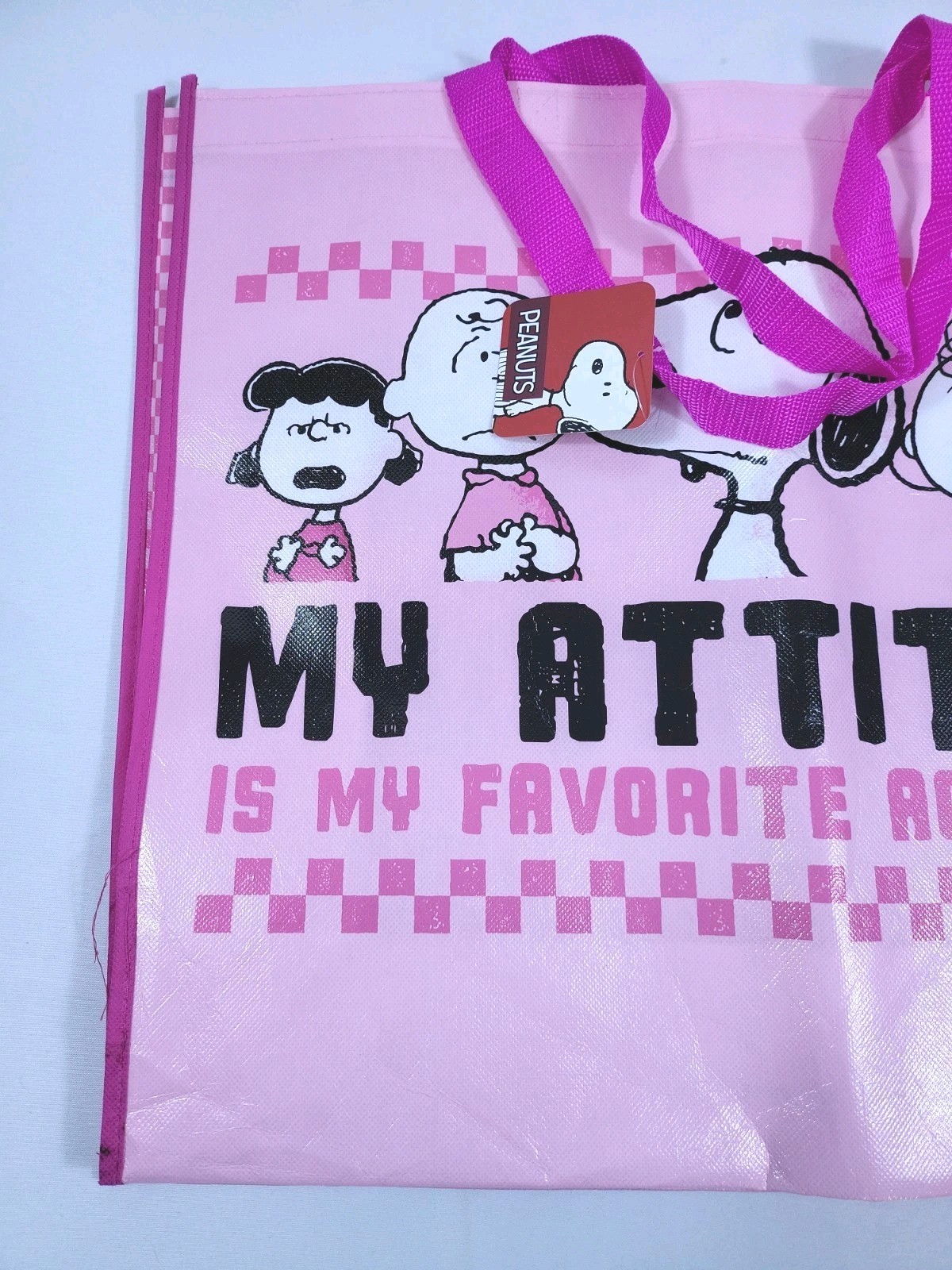 Peanuts Snoopy & Gang My Attitude Reusable Shopping Bag Grocery Read Description