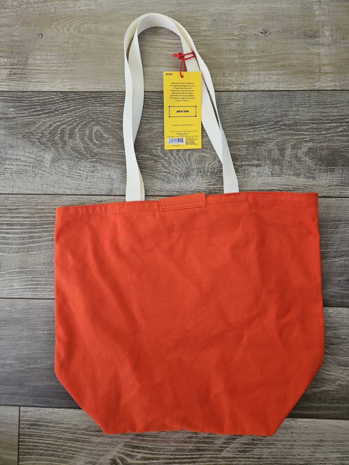 Pokémon Charmander All-in Tote Orange Reusable Shopping Bag, Zipper, Foldable