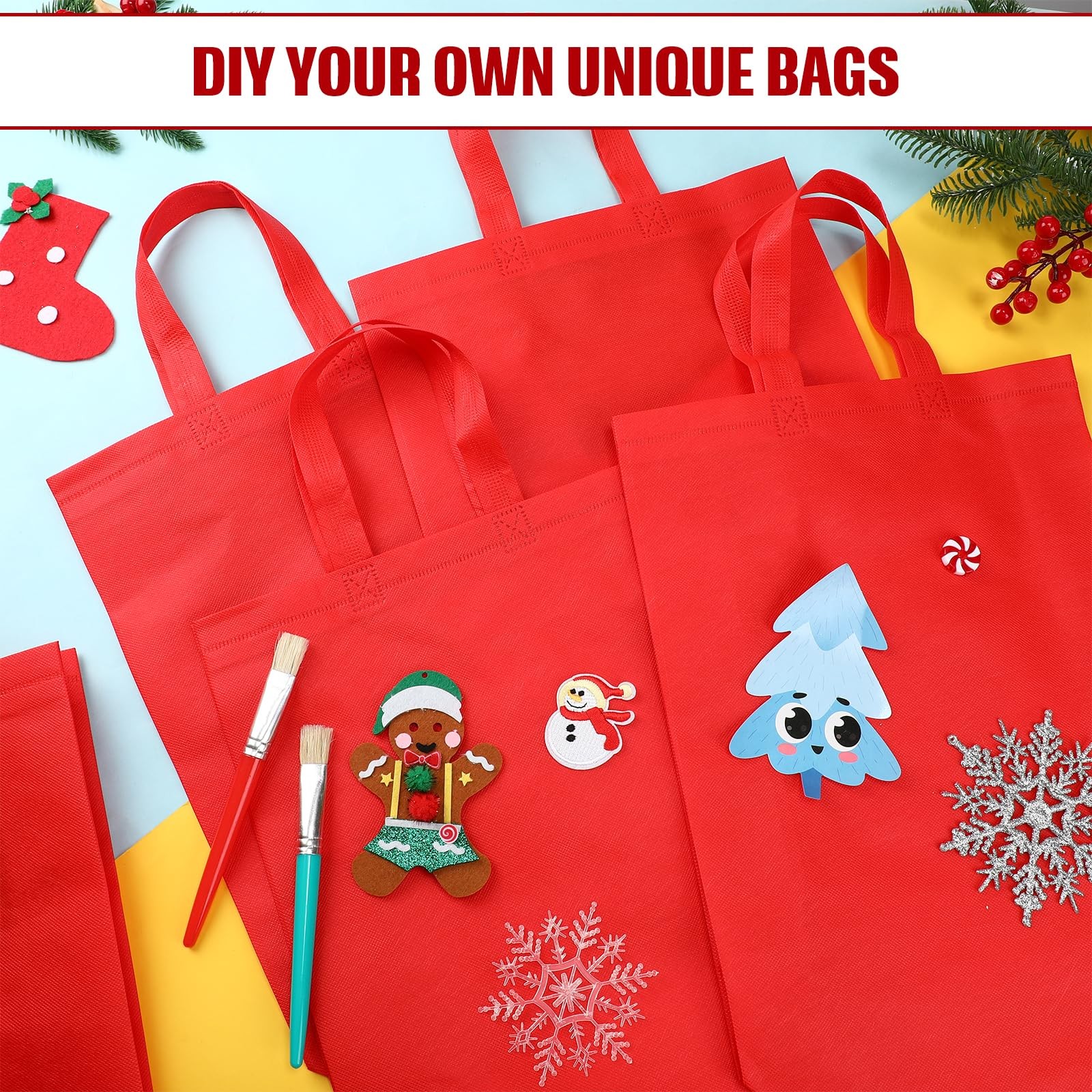 80 Pcs Non Woven Tote Bags Bulk Large Reusable Gift Bag Reusable Grocery Bags…