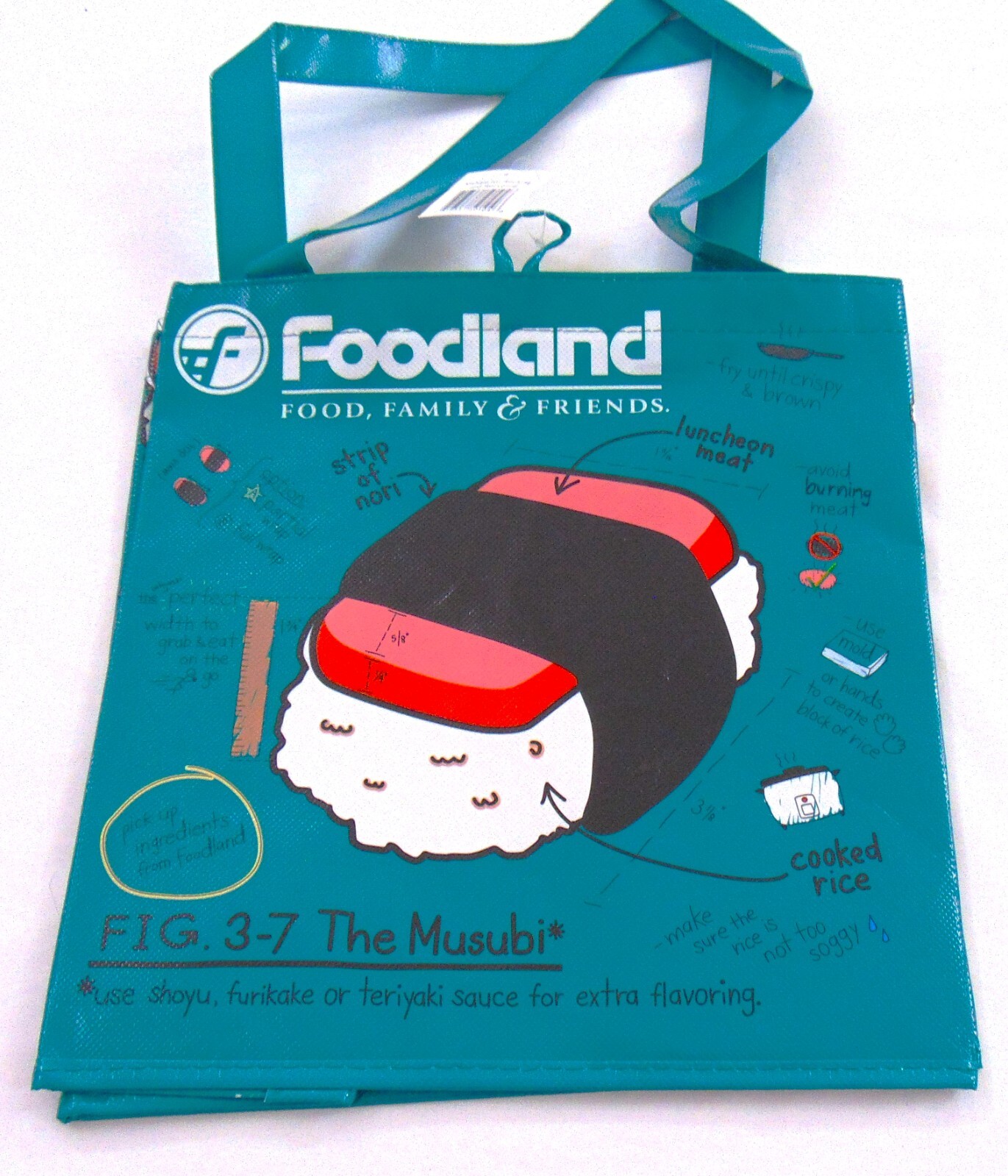 NWT Hawaii Eco Foodland Reusable Shopping BagTote Musubi Design