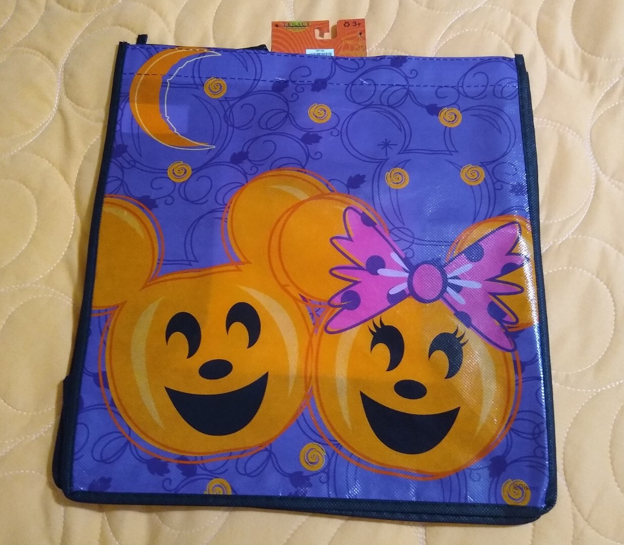 Disney Mickey & Minnie Mouse Halloween 🎃 Purple Reusable Large Shopping Bag 🆕