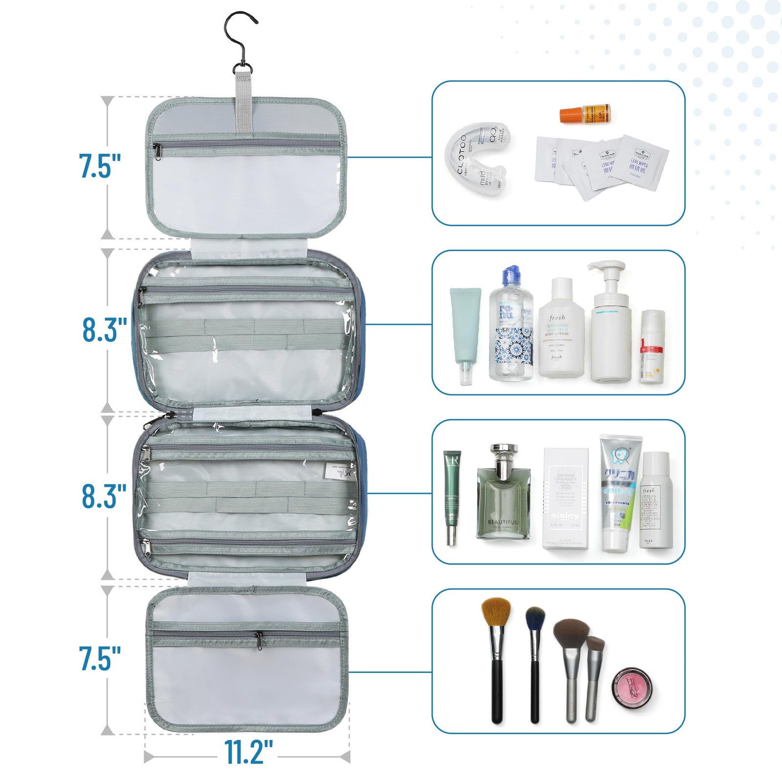 Ms. Pen- Travel Toiletry Bag Organizers, Teal, Makeup for Teal