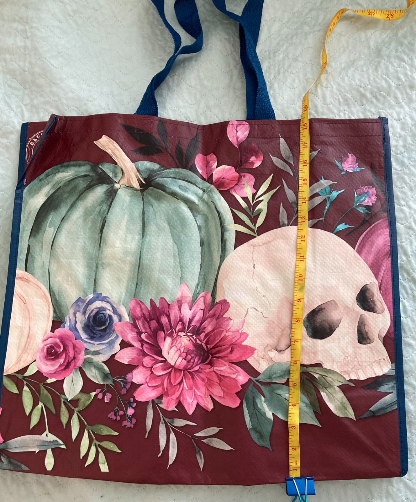 Skull Pumpkin, matching Flower shopping bag and Black and White Skull Tote