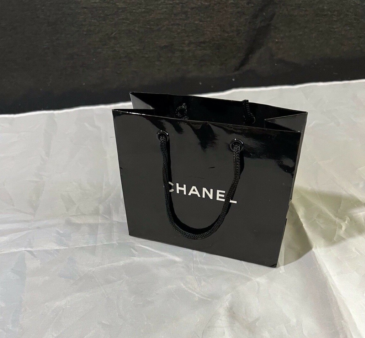 Authentic CHANEL Paper Reusable Shopping Bag Black 4.6″ x 5.5″ x 2.5″
