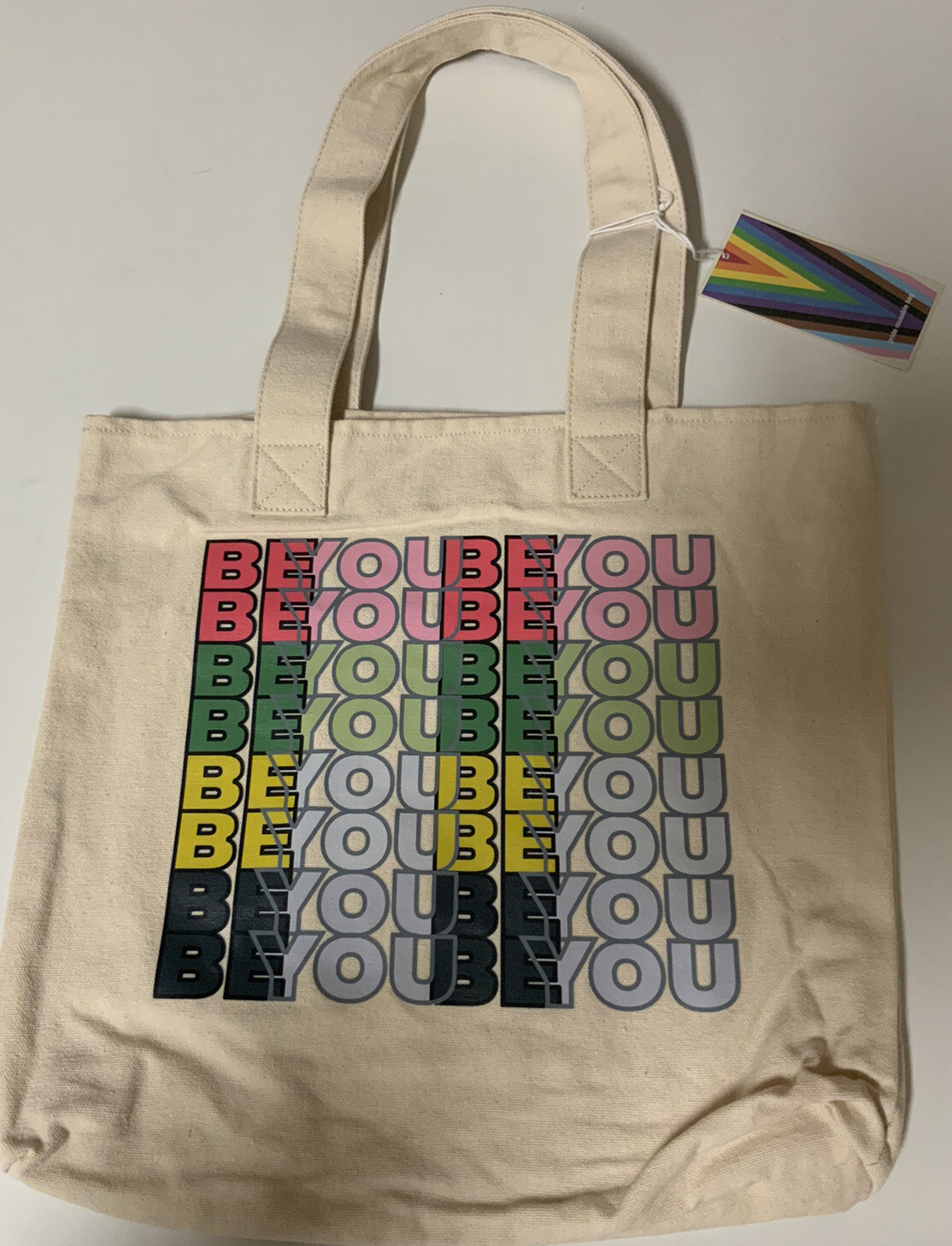🧷 BE YOU TOTE BAG (REUSABLE BAG) 15”x14” off white 🆕