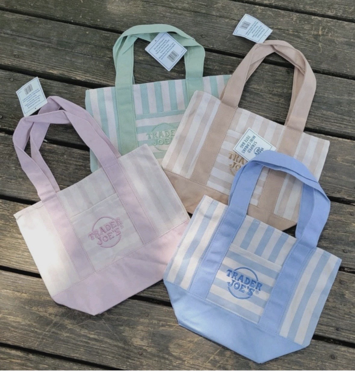 Trader Joe’s Mini Pastel Stripped Canvas Tote Bag | Priced Per Bag