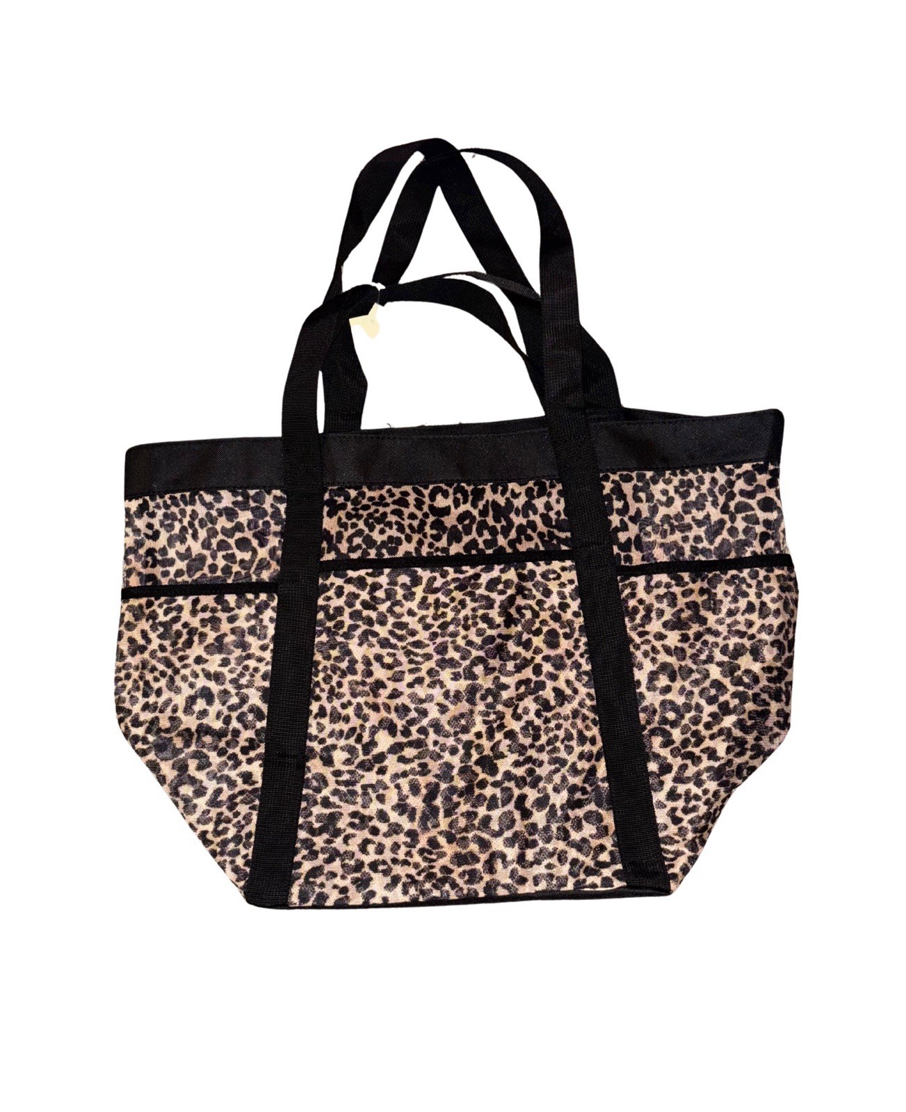 No Boundaries Leopard Print Reusable Tote Bag Black 11×12.4×14.6 in