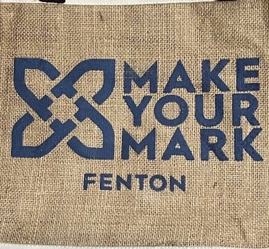 Vintage Fenton Glass Rare Reusable Shopping Bag Jute Canvas Antique Large Tote