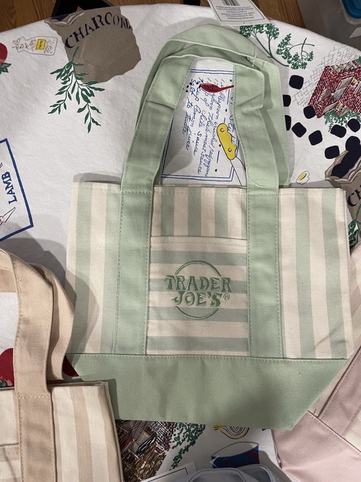Set of 4 Trader Joe’s Striped Canvas Tote Bag Multicolor 13 x 10 in, Width 6 in