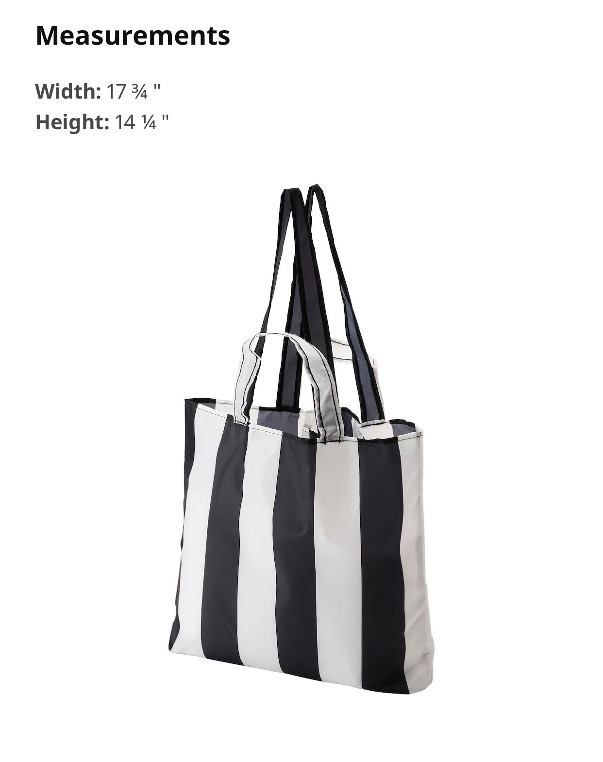 IKEA SKYNKE Black And White Stripped Folds Into It’s Pocket Shopping Tote Bag