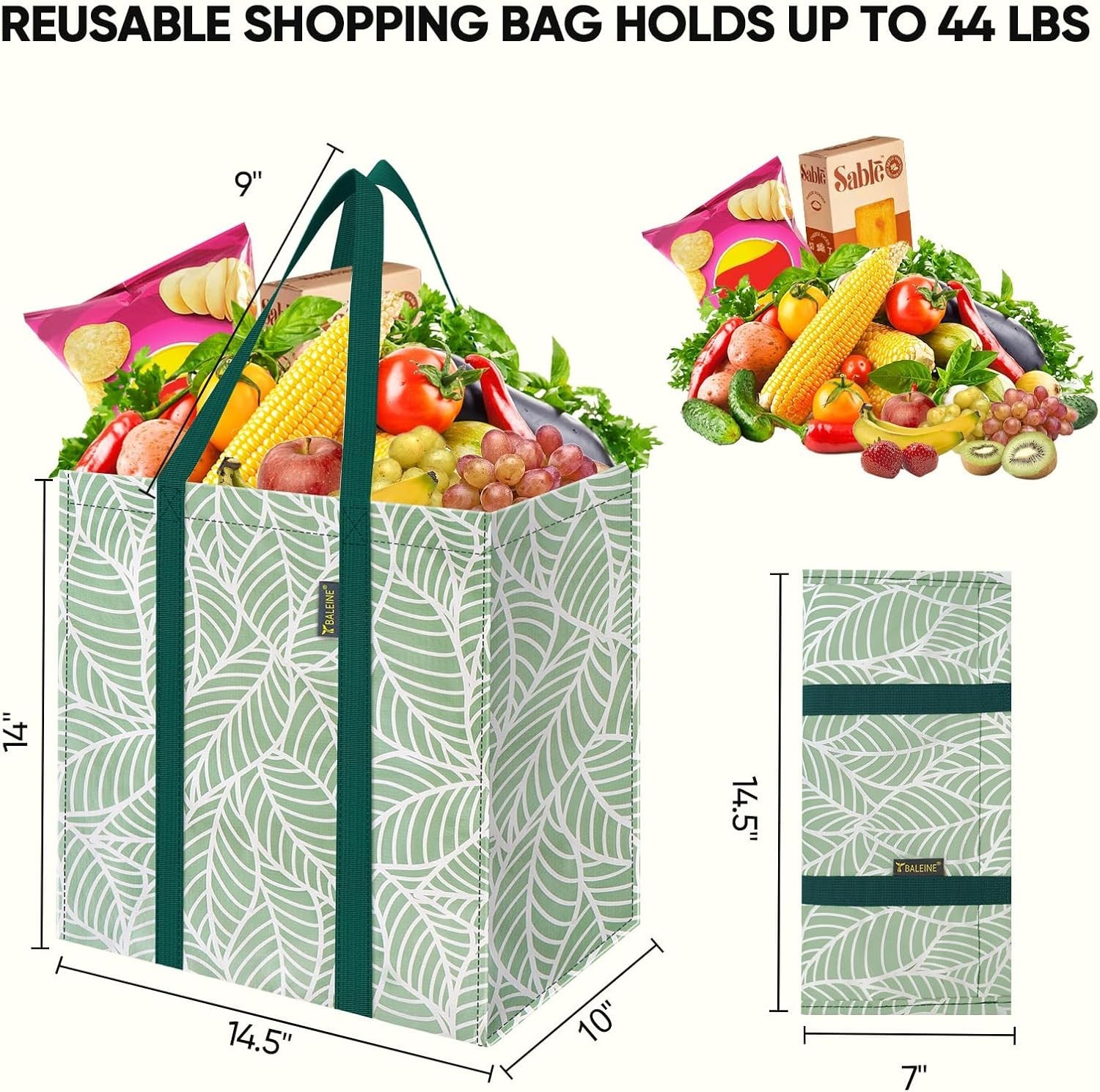 Antique Folidage 4 PK Reusable Shopping Bags – Spacious & Foldable Convenience