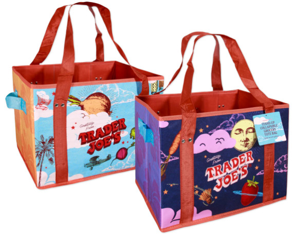 Trader Joe’s NEW 💚 STAND-UP COLLAPSIBLE REUSABLE GROCERY SHOPPING TOTE GIFT BAG