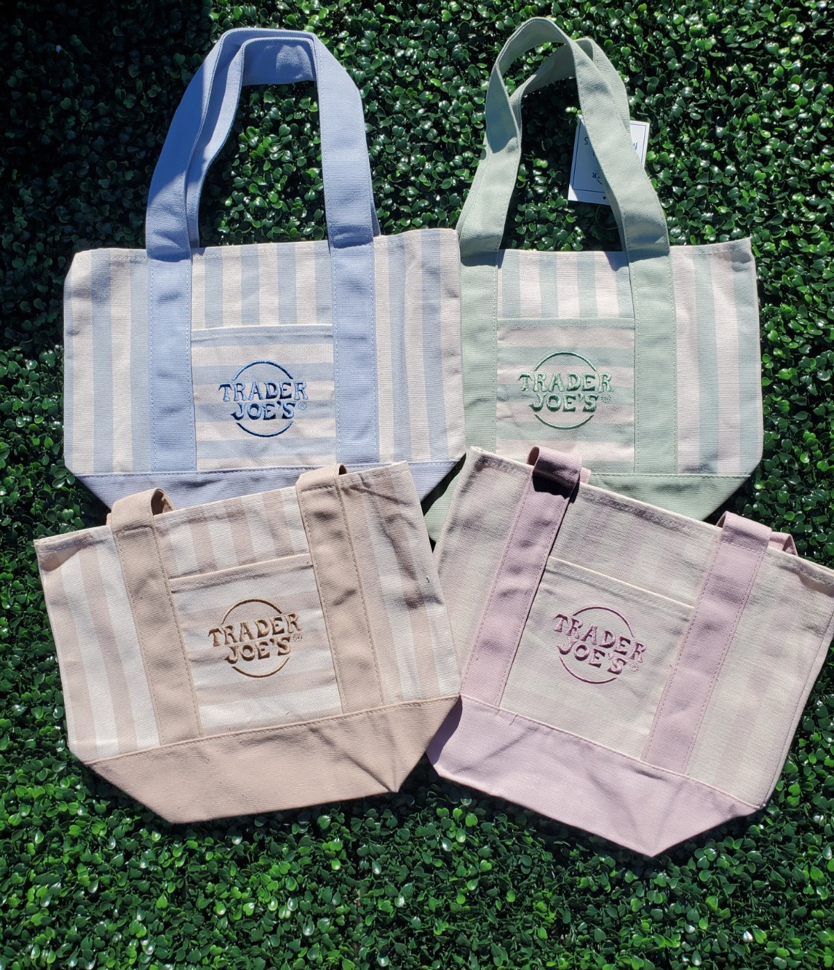 Trader Joe’s Mini Summer Striped Pastel Canvas Tote Bag Set 2026 🌴 Ships Today!