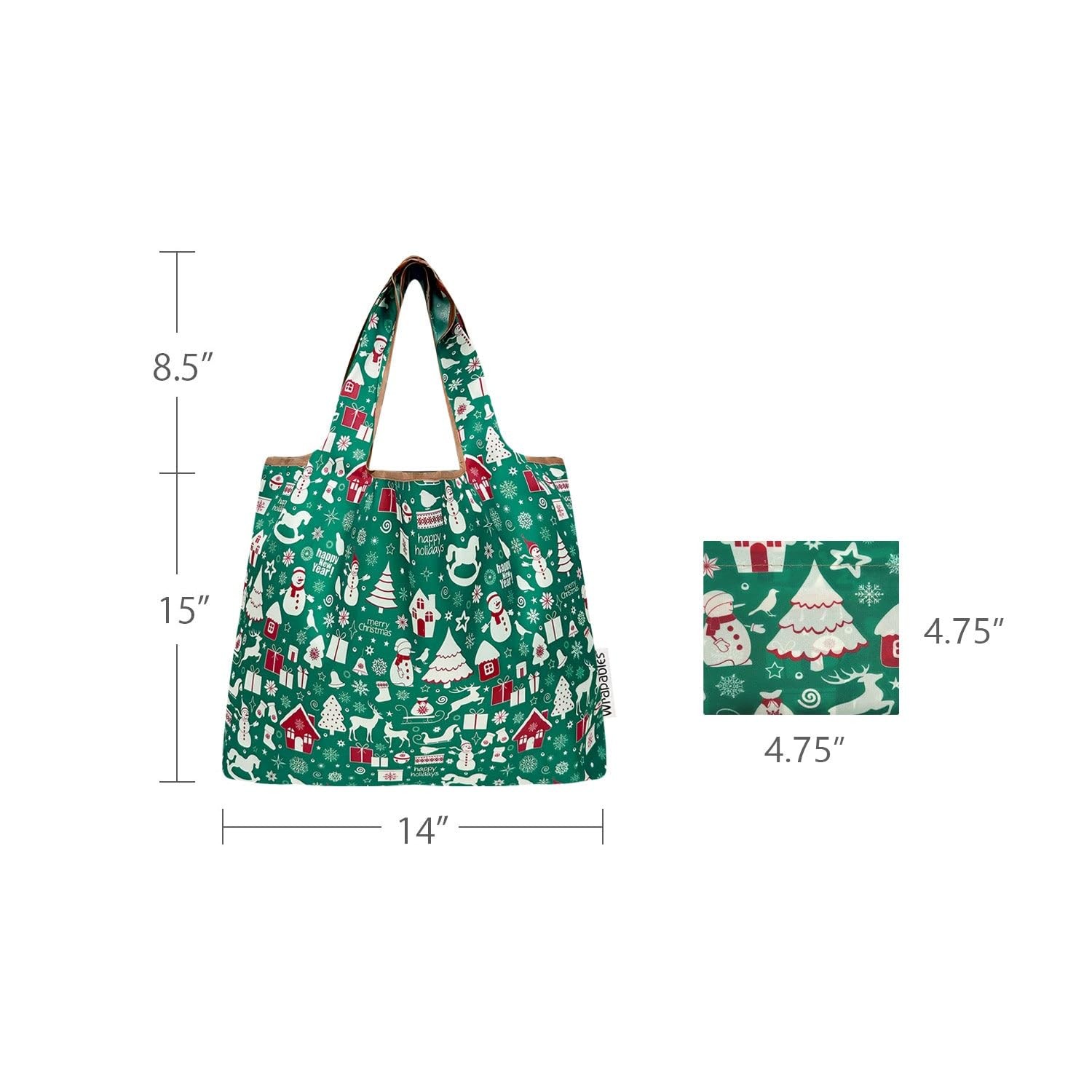 Set of 2 Medium Foldable Tote Nylon Reusable Grocery Bags, Shopping Totes