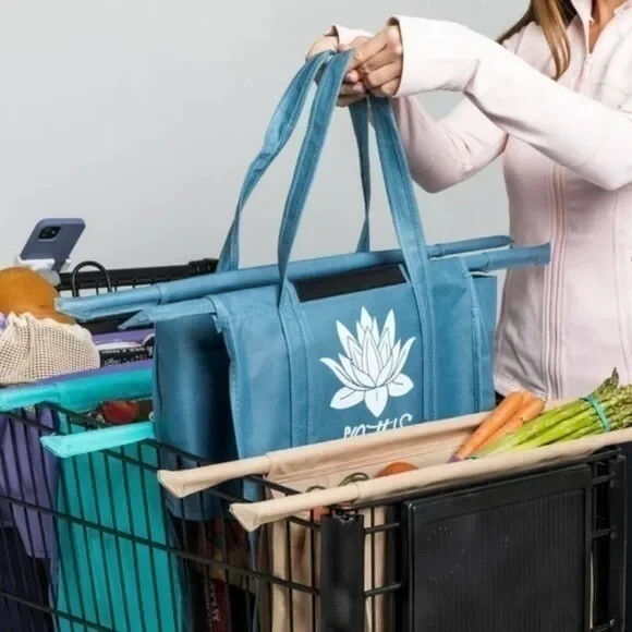 Reusable Lotus Trolley Bag Grocery Organizer Bags For Shopping Carts Lot of 3
