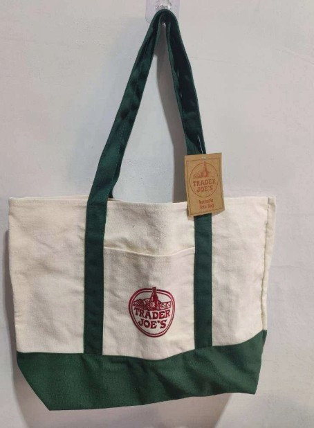 Trader Joe’s Canvas Large Green Shopping Bag Limited Tote New W/Tags