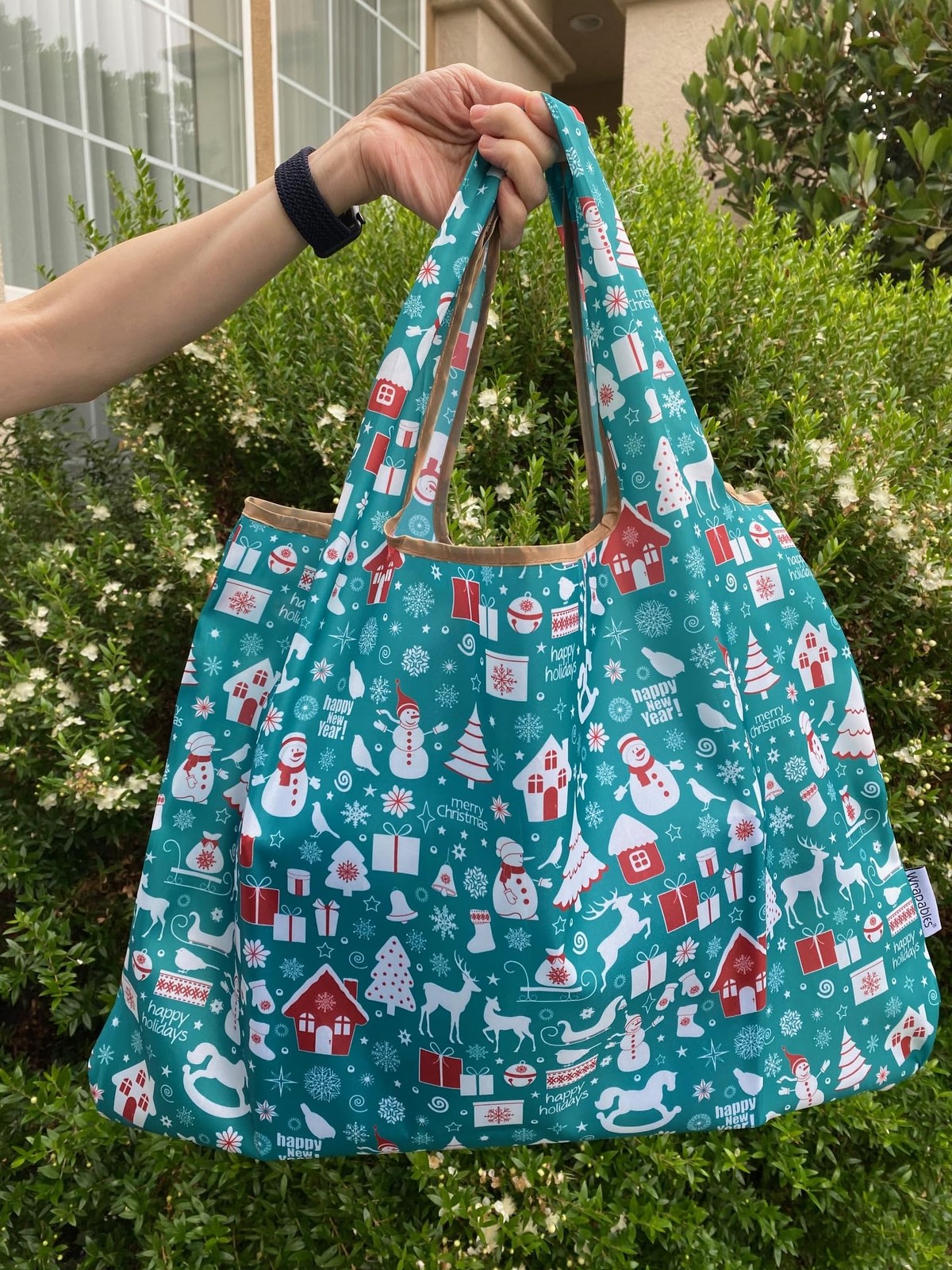 Set of 2 Medium Foldable Tote Nylon Reusable Grocery Bags, Shopping Totes