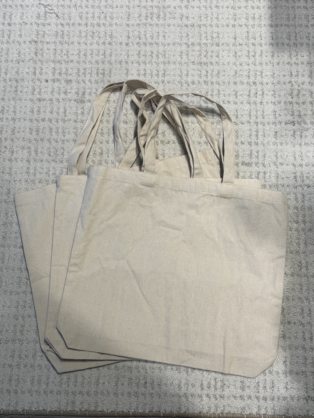 Lot of 3 Blank Cotton Canvas Tote Bags for DIY Craft