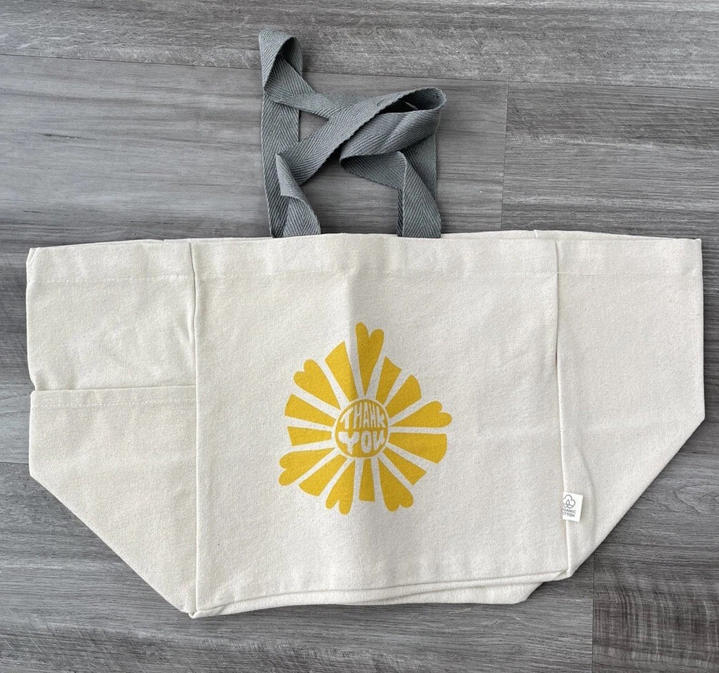 Leed’s Canvas Shopper Thank You Tote Bag New Organic Cotton Reusable
