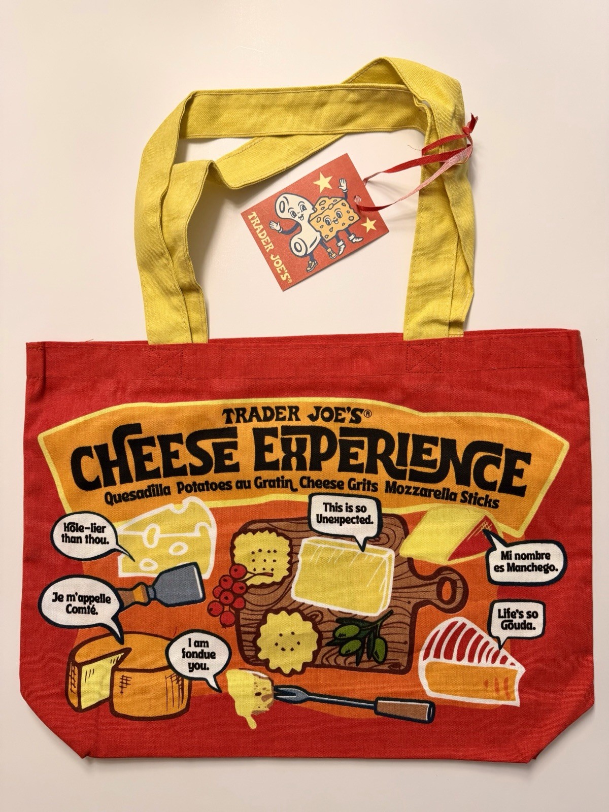 Trader Joe’s New Cheese Heavy Duty Cotton Grocery Shopping Tote Bag