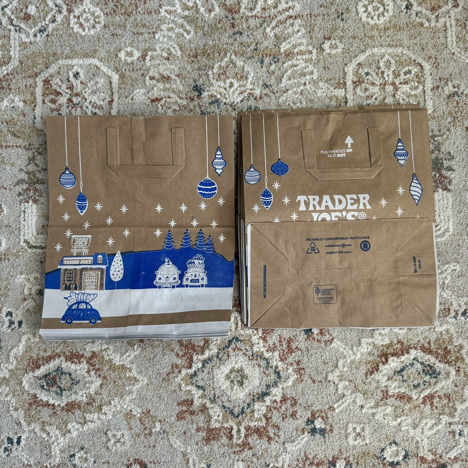 Trader Joe’s Holiday 2024 Paper Grocery Bags ~ Set of 12 Brand New